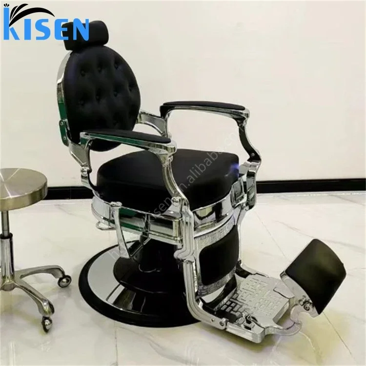 Kisen hair beauty salon barbershop furniture high quality luxury vintage hair facial rose gold metal black barber chair for sale