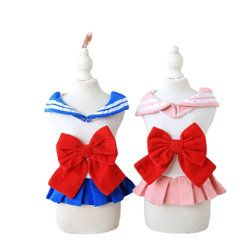 Spring and Summer New College Girl Skirt Japanese Student Navy Skirt Pet Clothes Dog Clothing Dog Halloween Costume