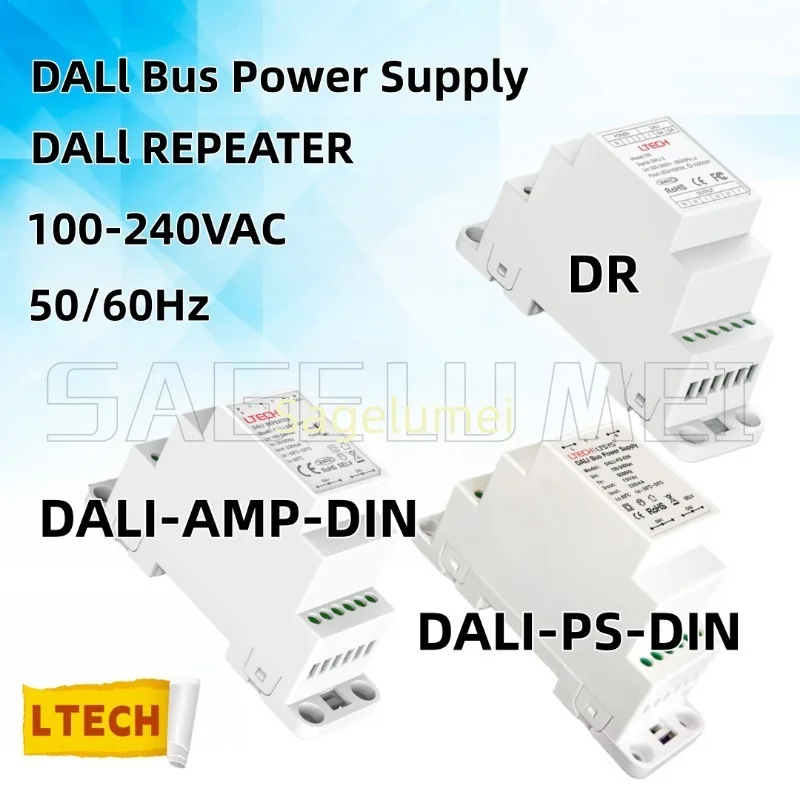 

DALI-PS-DIN DALI-AMP-DIN DR LTECH DALI Controller Dimmer Bus Power supply Relay Unit DALI Repeater Input Volt for Led Striplight