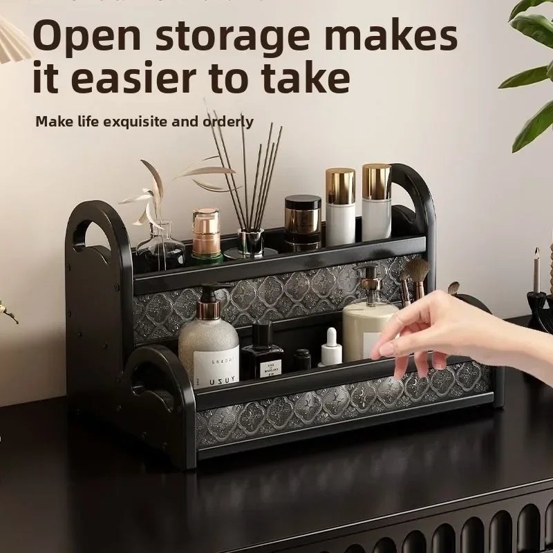Exquisite Multi-functional Retro French Style Dresser Nanzhu Multi-layer Cosmetic Shelf Storage And Finishing Rack