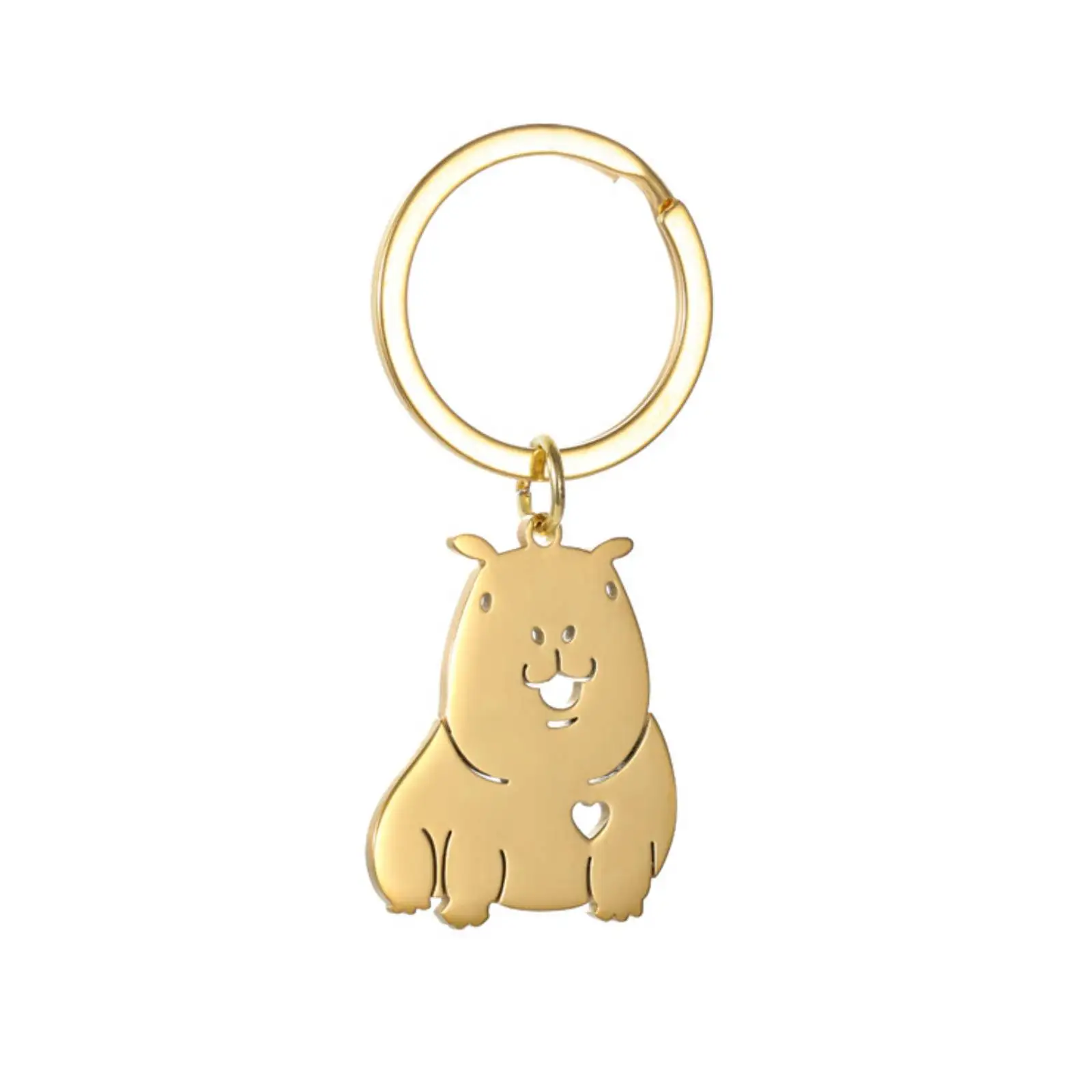 Niedlicher Capybara-Schlüsselanhänger aus Edelstahl, Cartoon-Tier-Schlüsselring, modisches Schmuckgeschenk für Frauen und Männer – Detail 7