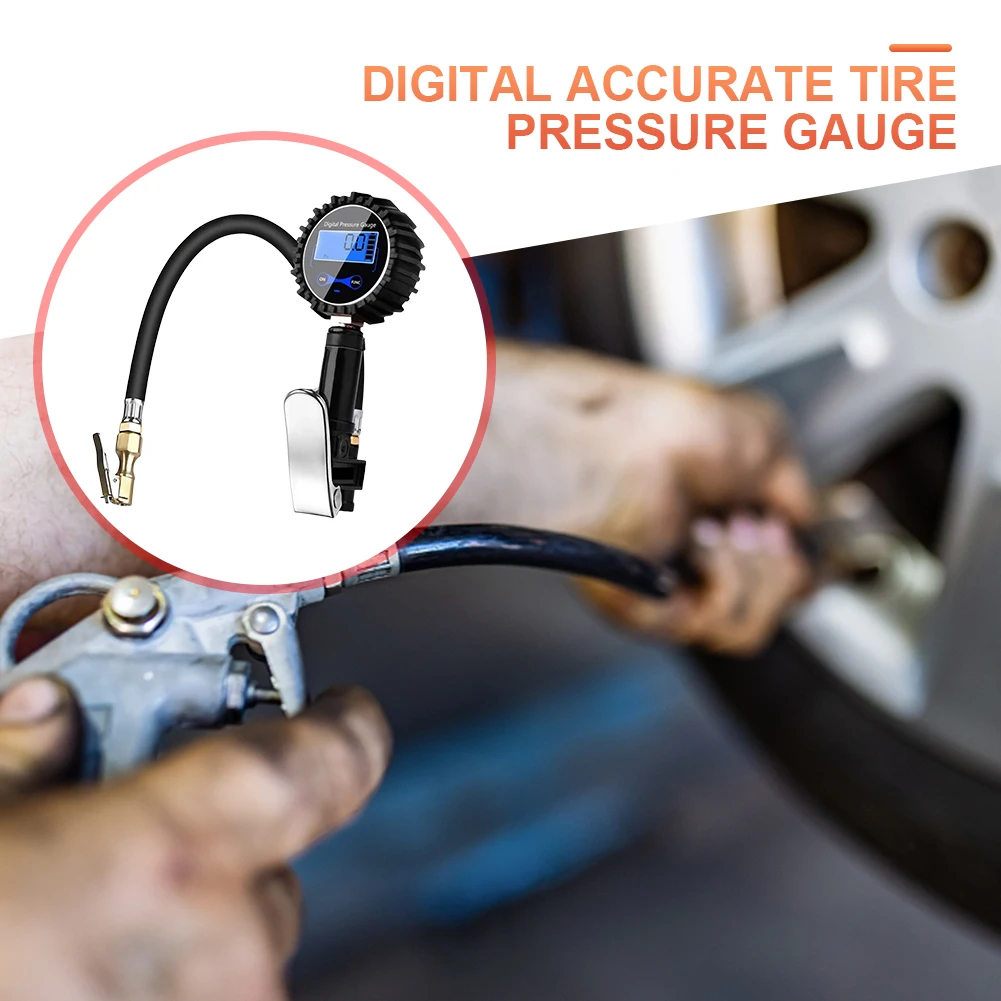 Digital Air Compressor High Precision Digital Tire Pressure Inflator Gauge LCD Display Car Tire Inflator Gun for SUV Truck Bike