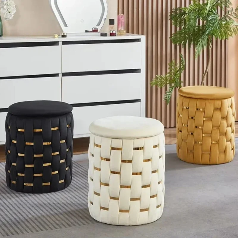 

Luxury Home Adult Cosmetic Stool Soft Storage Modern Design Bedroom Living Room High Value Hotel Manufactured Quality Leather