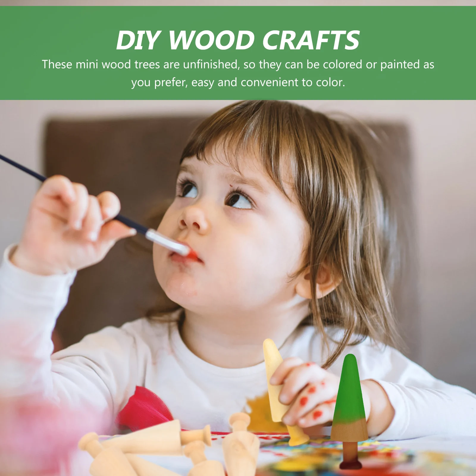 

6Pcs Unfinished Wooden Trees DIY Mini Wood Trees for Painting Craft Easter Decoration and Home Centerpiece Easter Decorations