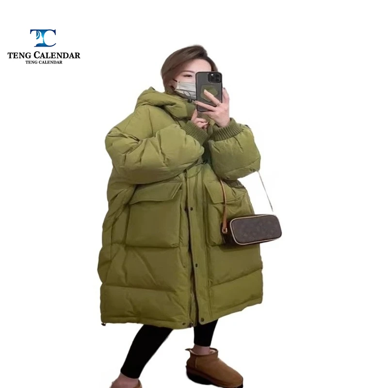 겨울 다운 재킷, 한국식 루즈핏 다용도 두꺼운 중장기 화이트 덕 다운 재킷, 여성용 2024 신모델