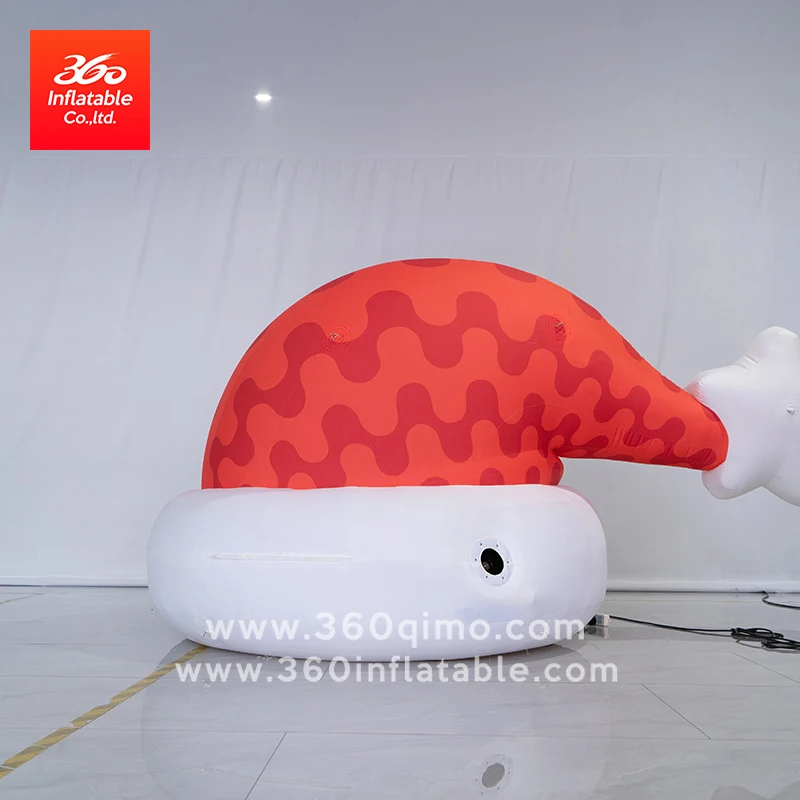 Custom Designed Giant Cartoon Christmas Hat Mascot Inflatable Advertising For Events & Parties With Blower Included