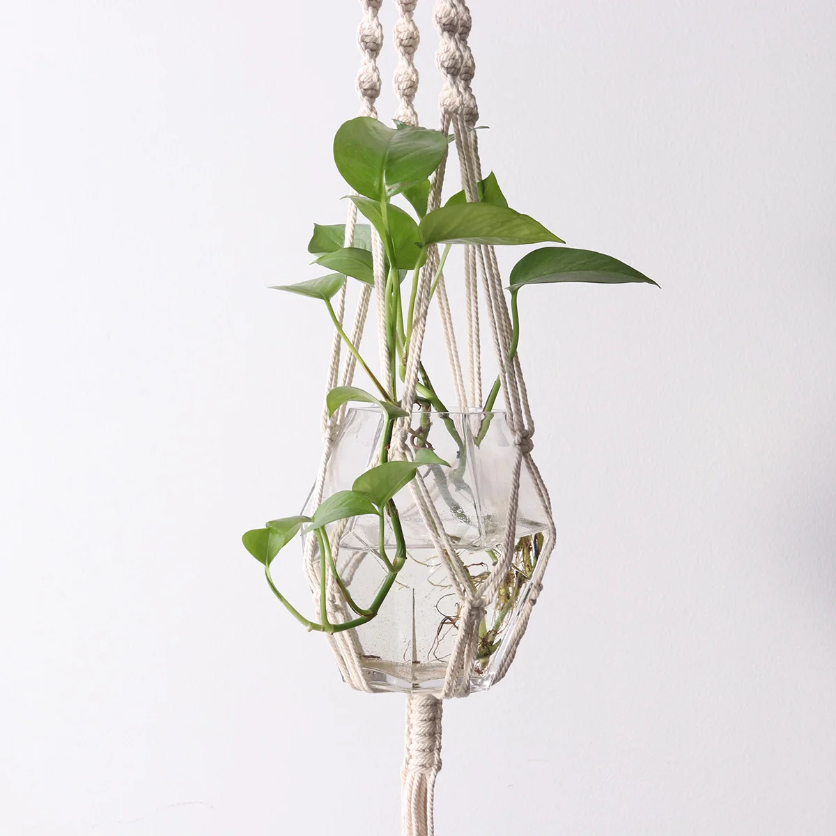 

Cotton Rope Plant Hangers 3pcs Macrame Hanging Baskets Handmade Wall Decor Fine Woven Natural Material Home