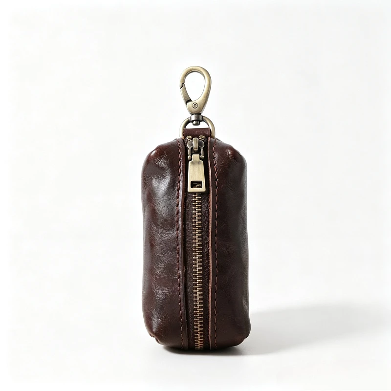 Retro Multi‑function Leather Zipper Coin Purse Hook Design Small Pouch Holds Keys Coins Earbuds Cards Cash for Men and Women