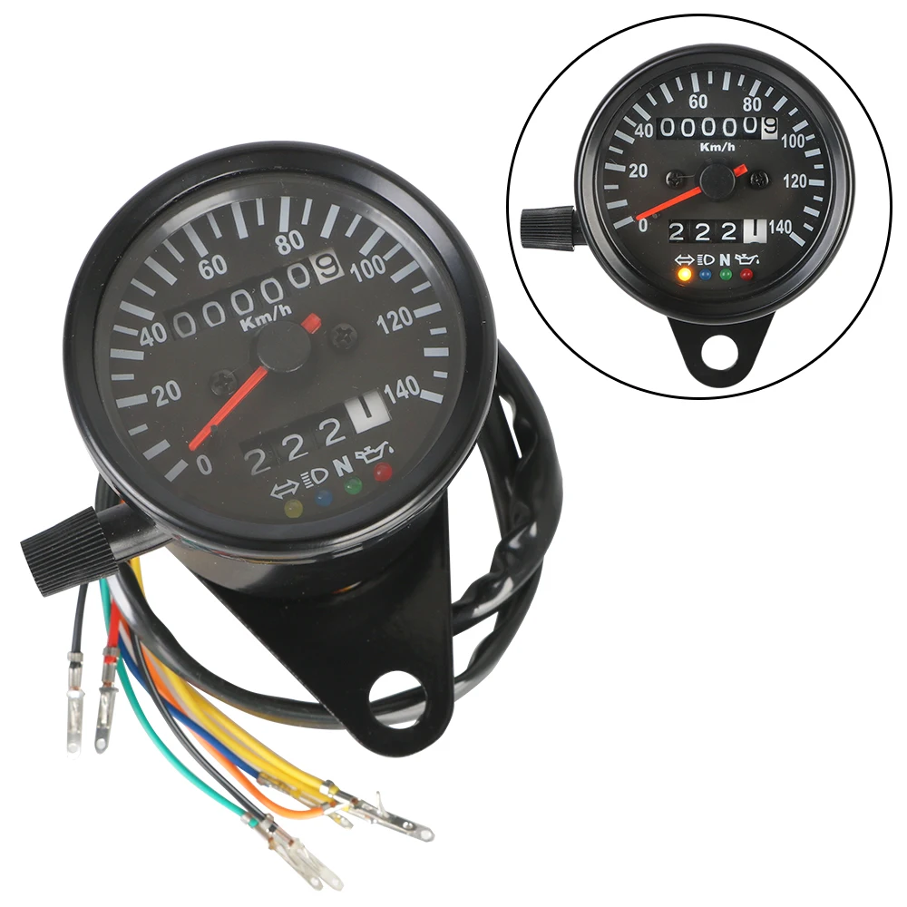 

Odometer Gauge with LED Signal Light 12V Backlight Indicator Motorcycle Speedometer for Cafe Racer Motorbike Universal