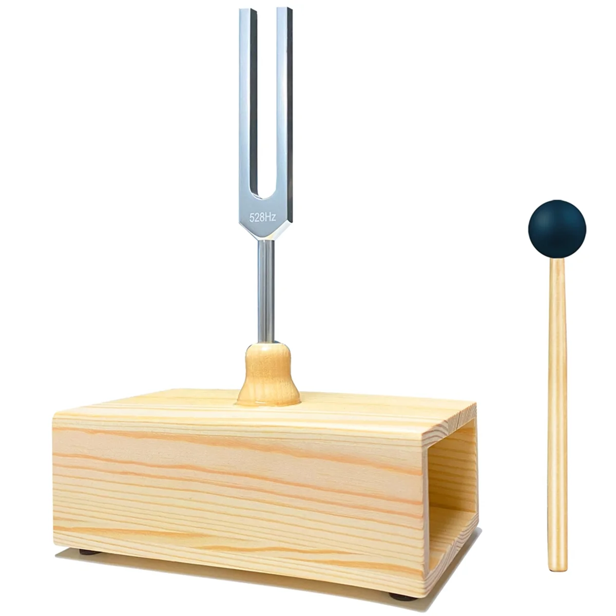 528Hz Tuning Fork with Resonance Box, Aluminum Alloy, Wooden Speaker, Perfect for SPA Aromatherapy, Resonance Teaching