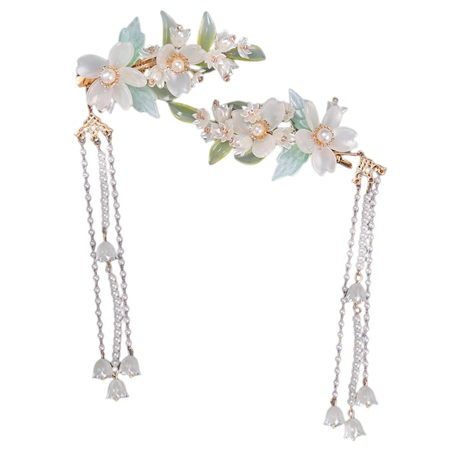 Handmade Duckbill Clips Hairpin Handmade Fringed Bellflowers Hair Weaving Jewelry for Wedding Banquet Party Cheongsam