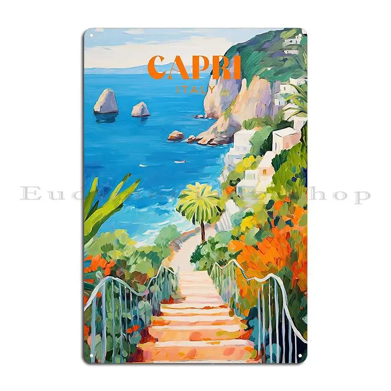 Capri Italy Travel Print Metal Sign Decoration Kitchen Wall Decor Custom Wall Mural Tin Sign Poster