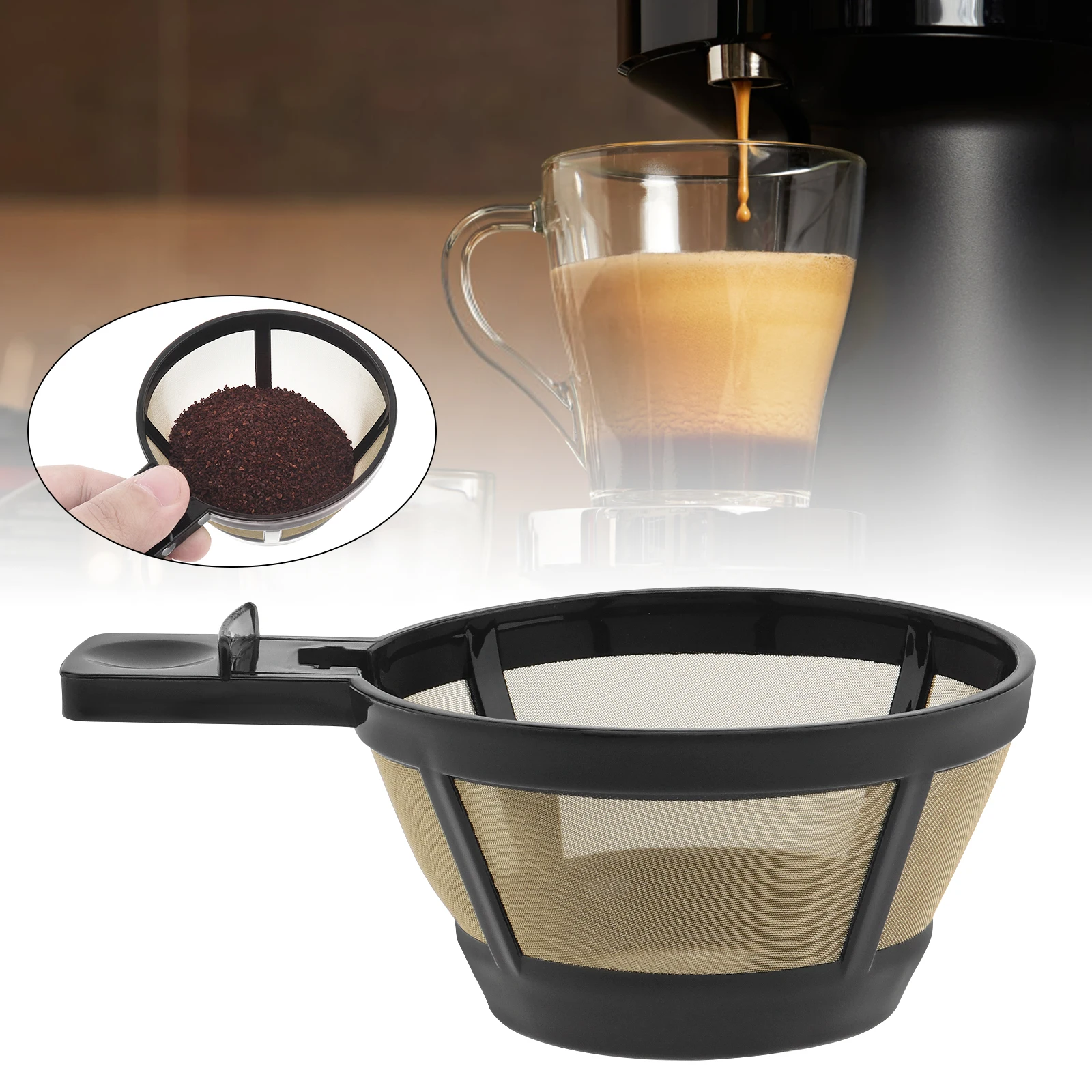 

Reusable Net Basket Coffee Maker Filter Gold Teapot Filter Washable Strainer Set