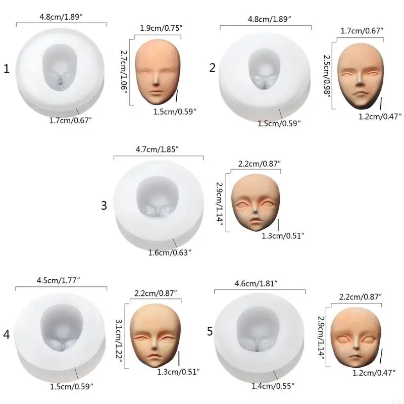 97Qe Dolls Head Face Mold, Silicone Baby Heads, Baby Shower Fondant Cake Mold