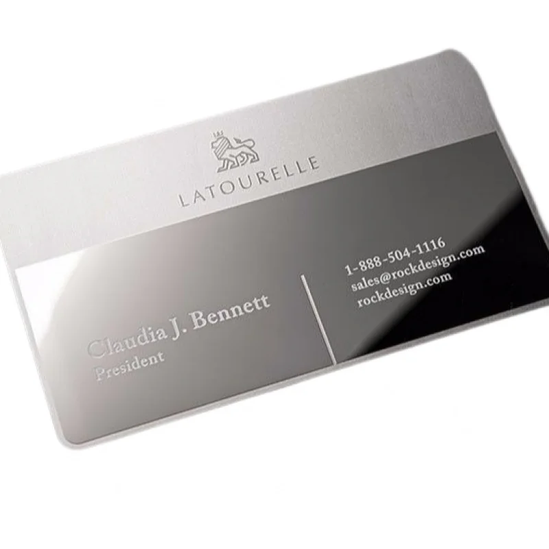 

custom logo design 100pcs a lot Printed Credit Card Mirror Silver Metal Business Card Polished VIP Stainless Steel Card with 0