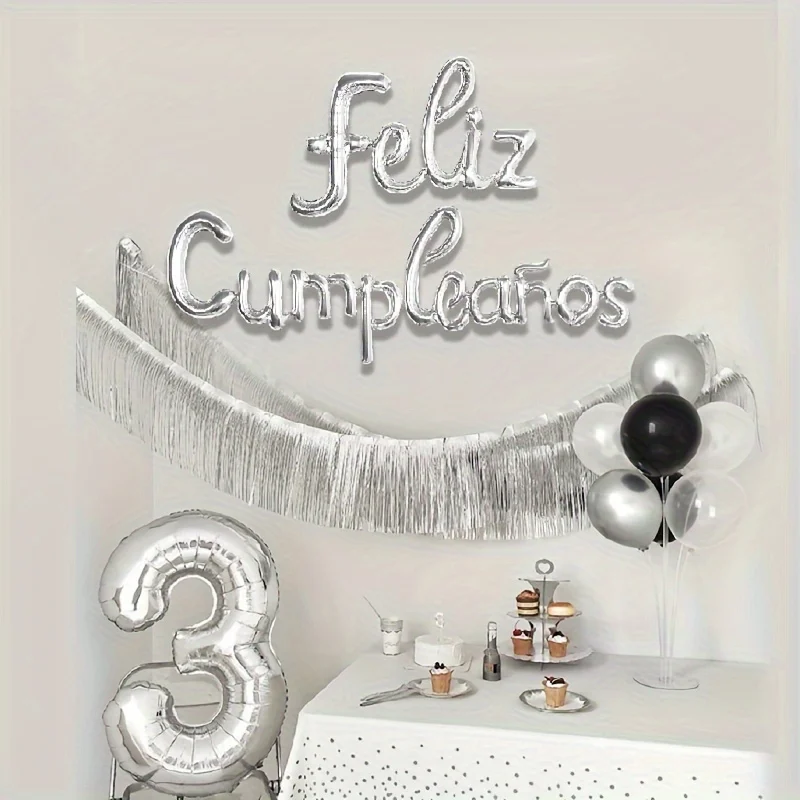 Spanish Happy Birthday Foil Balloon Set Party Decoration Banner 16inch Wall Backdrops Balloon Home Room Decor Celebration Gift ﻿