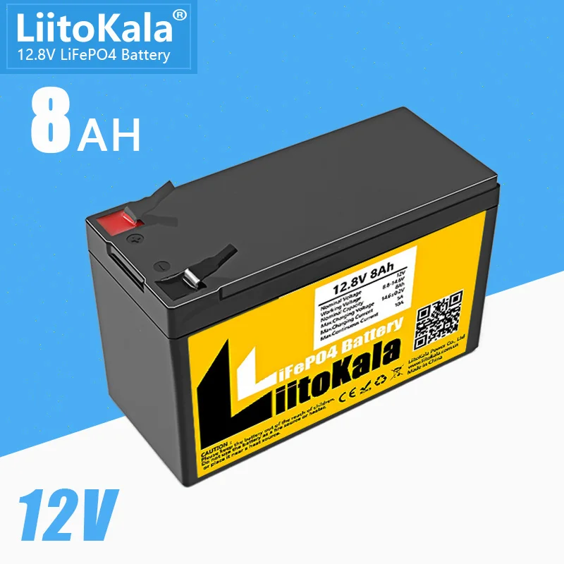 1-5 szt. Akumulator LiitoKala 12V 8Ah Lifepo4 z głębokim cyklem, akumulator 12.8v wbudowany w BMS do zabawki zdalnie sterowane magazynowania energii