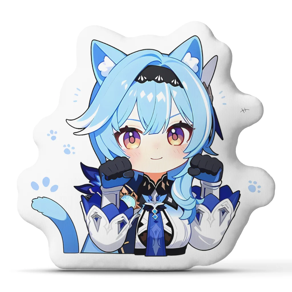 Eula CatEar Chibi Genshin Cute Anime Character Shaped Pillow Gift Irregular Stuffed Pillows for Office Car Chair Sofa Home Decor