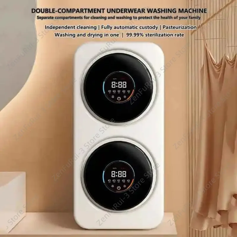 7L Dual Drum Mini Washer Dryer Double Bucket Wall Mount Freestanding Compact Laundry Machine For Infant Garment Washing