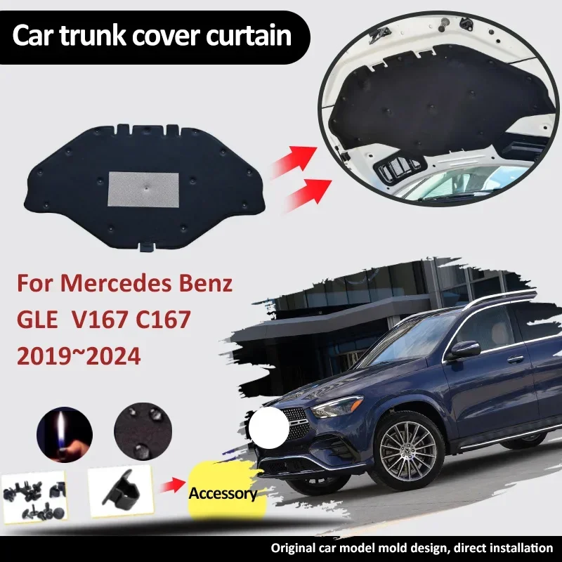 For Mercedes Benz GLE V167 C167 2019 2020 2021 2022 2023 2024 Car Engine Hood Sound Soundproof Insulation Cotton Mat Accessorie