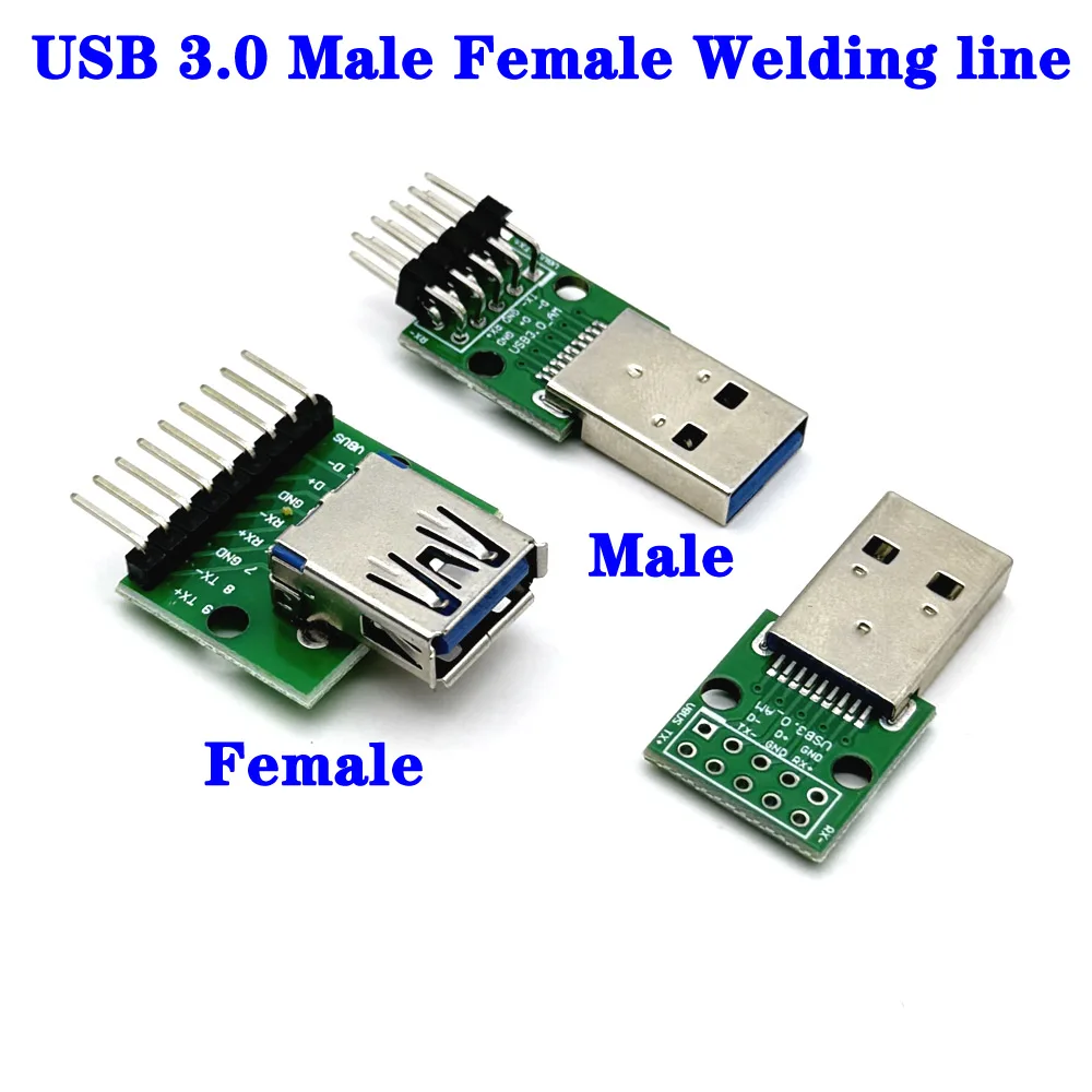 USB 3.0 Male Female Welding line Test Adapter plate Connector Interface To 9 10 Solder Joints DIP 2.54 PCB Board Connecting Plat