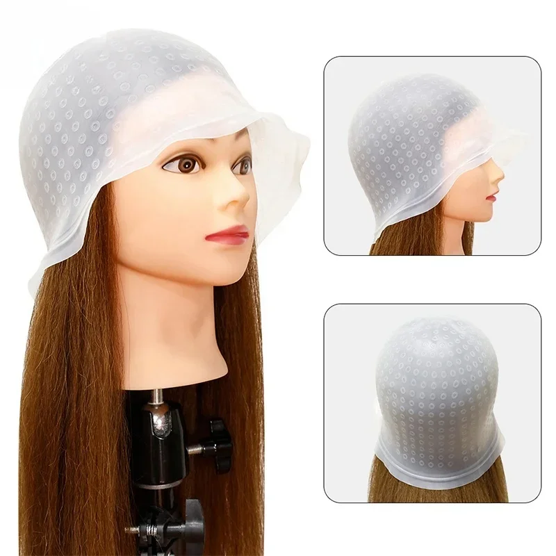 

Salon Hair Coloring Highlighting Dye Cap Reusable Tint Hair Hat With Crochet Hooks Professional Haircut Tool Supplies