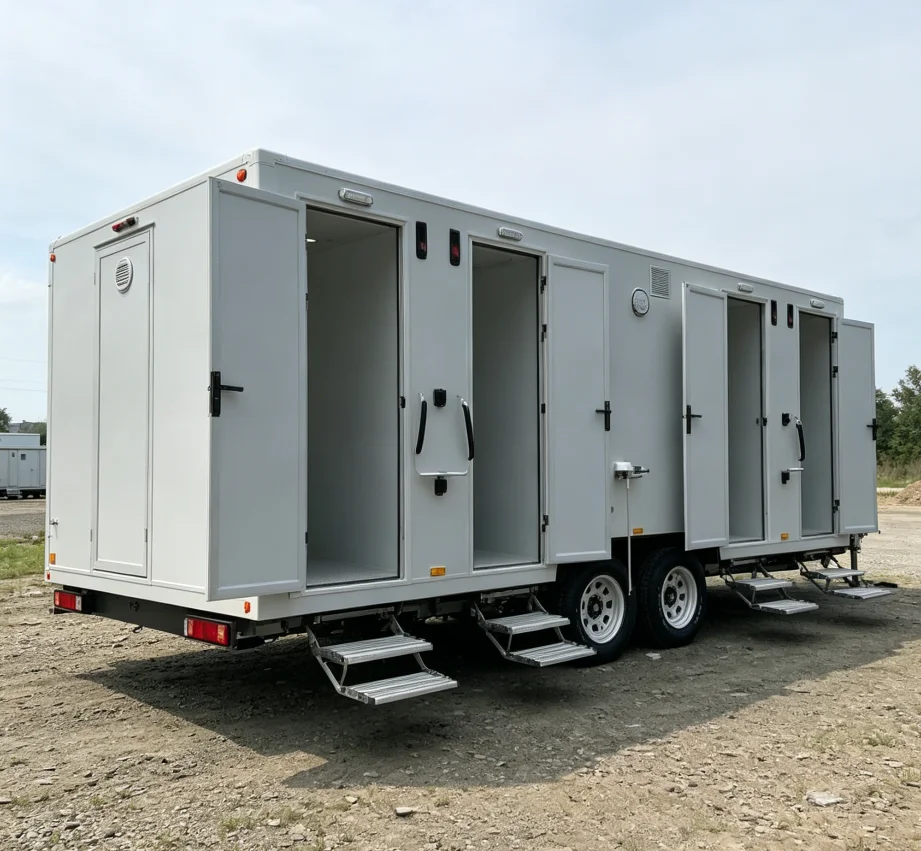 2 Rooms Mobile Toilet Trailer Portable Restroom with Ceramic Flush for VIP Outdoor Party Events