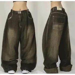 Y2K Denims Neue Harajuku Hip Hop Retro Grafik gestickt Baggy Jeans Jeans von Herren Frauen Goth hohe Taille große Hosen 8 Hauptverkauf Bermuda Jeans weibliche Stickerei - №3
