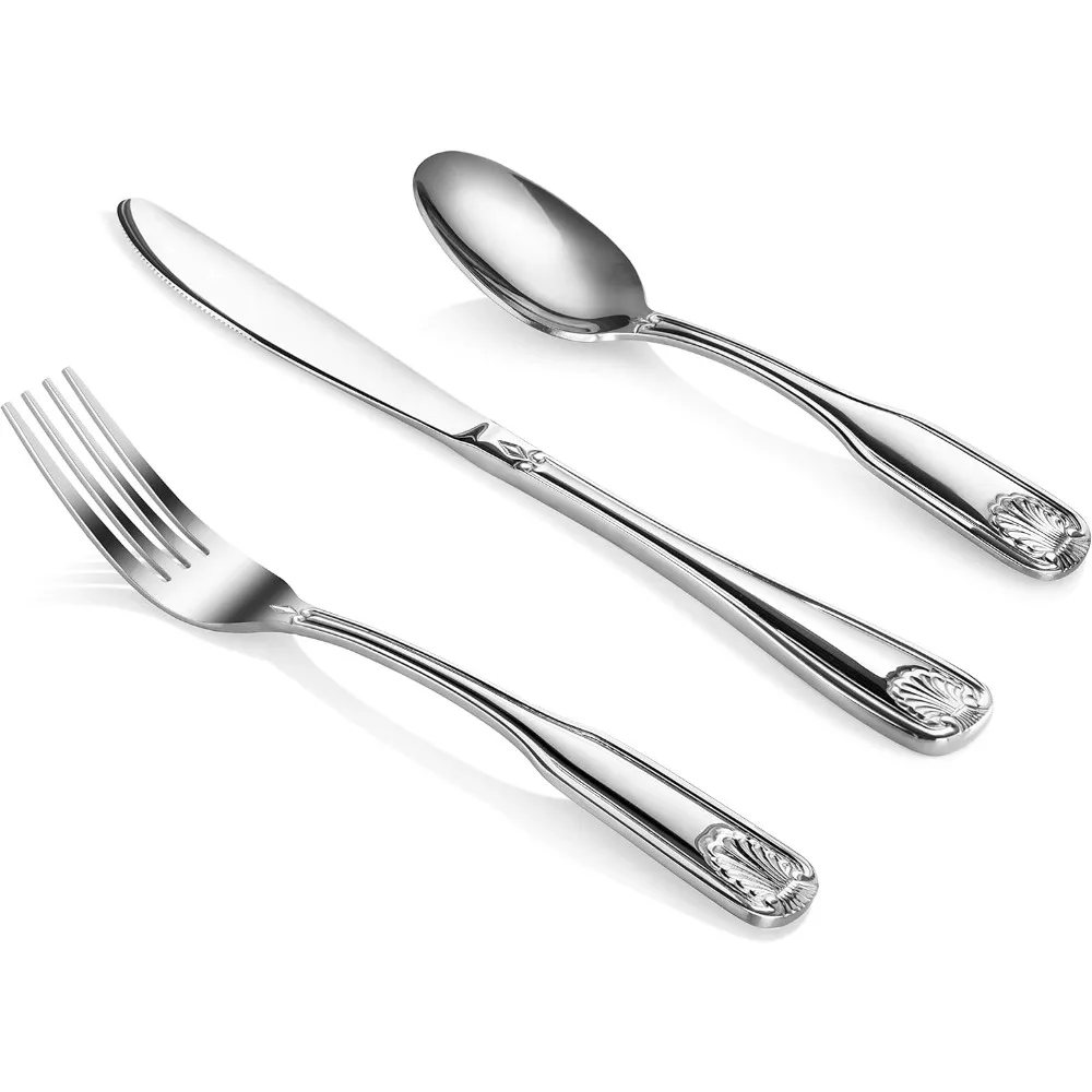 58901 Set di posate da 36 pezzi con motivo a conchiglia, acciaio inossidabile 18/0