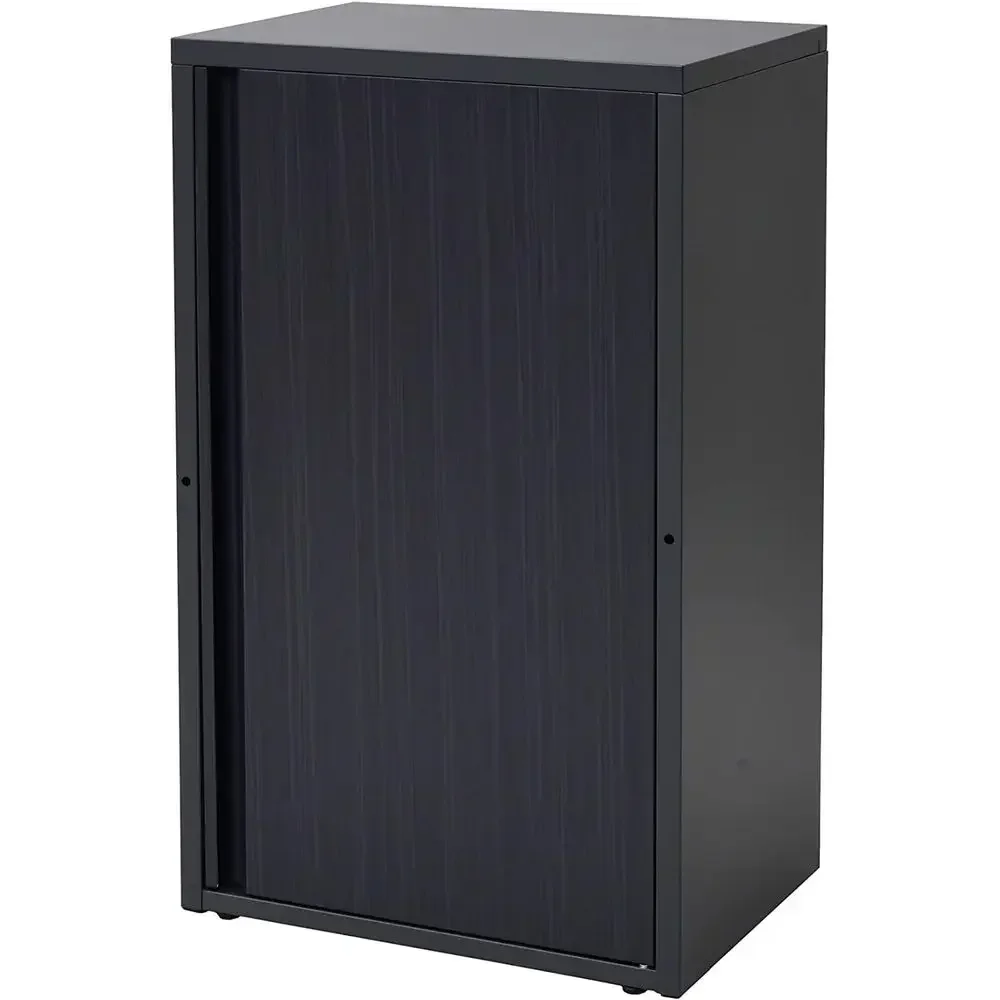 Slim Outdoor Balcony Storage Box with 2 Shelves, Adjustable Dividers, Right and Left Opening Options, Black
