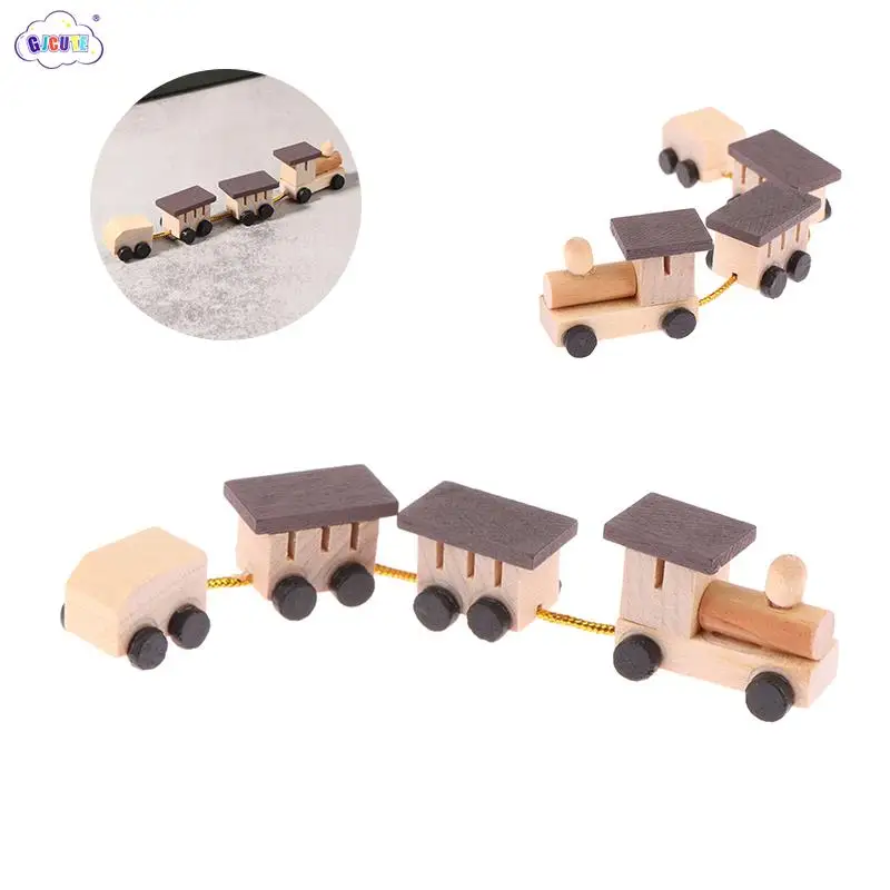 

1:12 Dollhouse Miniature Wooden Train Model Mini Ornaments Kid Pretend Play Toy Doll House Decoration Accessories