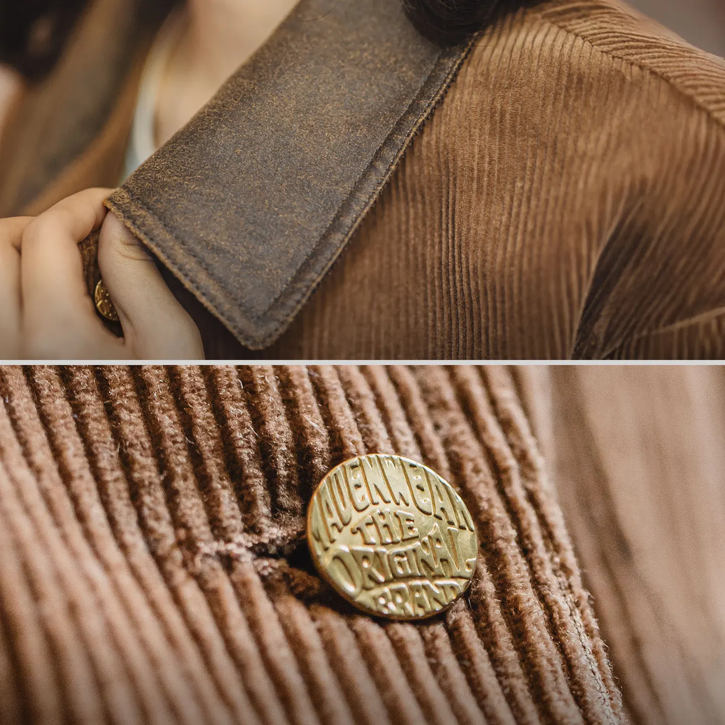 Women's Corduroy Utility Jacket with Waxed Collar - Colorblock