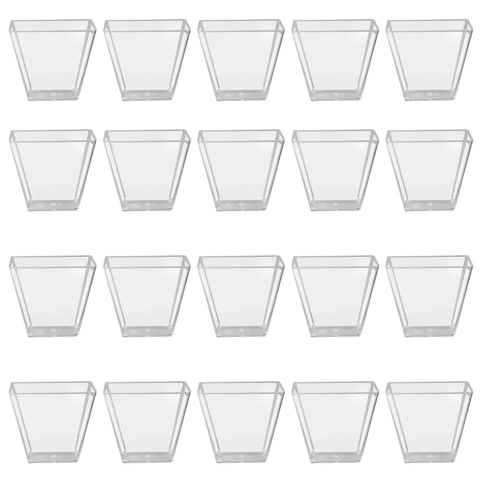

100pcs 60Ml Transparent Dessert Trapezoid Food Grade Plastic Portion Containers For Jelly Yogurt Mousse Salad Dressing
