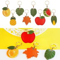 PU Leather Access Card Protective Sleeve High Quality Useful Fruit Leaf Shape Keychain Access Card Cover For Airtag