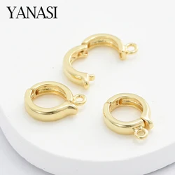 1PCS 13MM 18K Gold Plated Brass Round Pendant Bail Brass Connector Fastener For DIY Jewelry Making Accessories Hypoallergenic