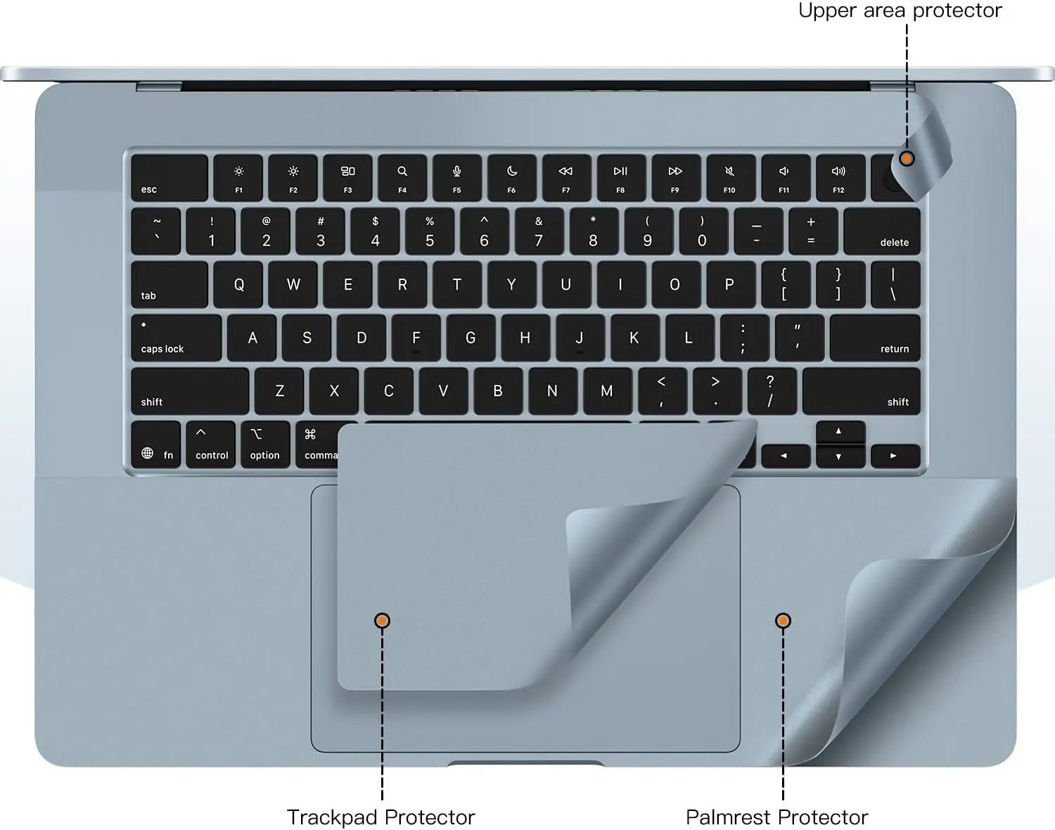 Naklejka ochronna na touchpad i podkładkę pod nadgarstki do MacBook Air 13.6 A3449 M5 AIR 15' A3448 2026 M2 M3 M4, winylowa folia ochronna na laptopa. — zdjęcie produktu 2