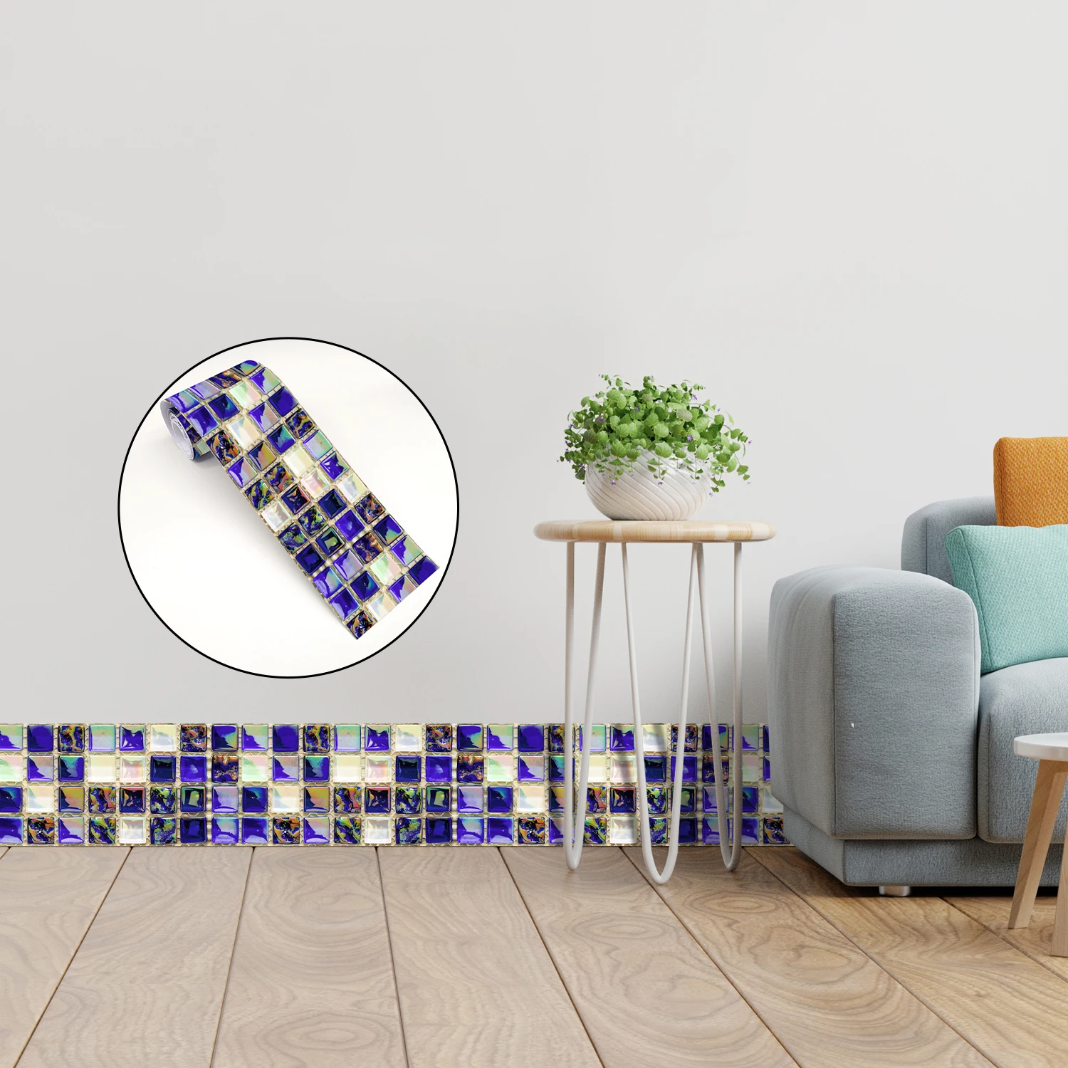 24 Styles 2D Mosaic Tiles Wall Sticker Waist Line Skirting Strip Peel & Stick Bathroom Kitchen Backsplash Home Decor Wall Decals - view 3