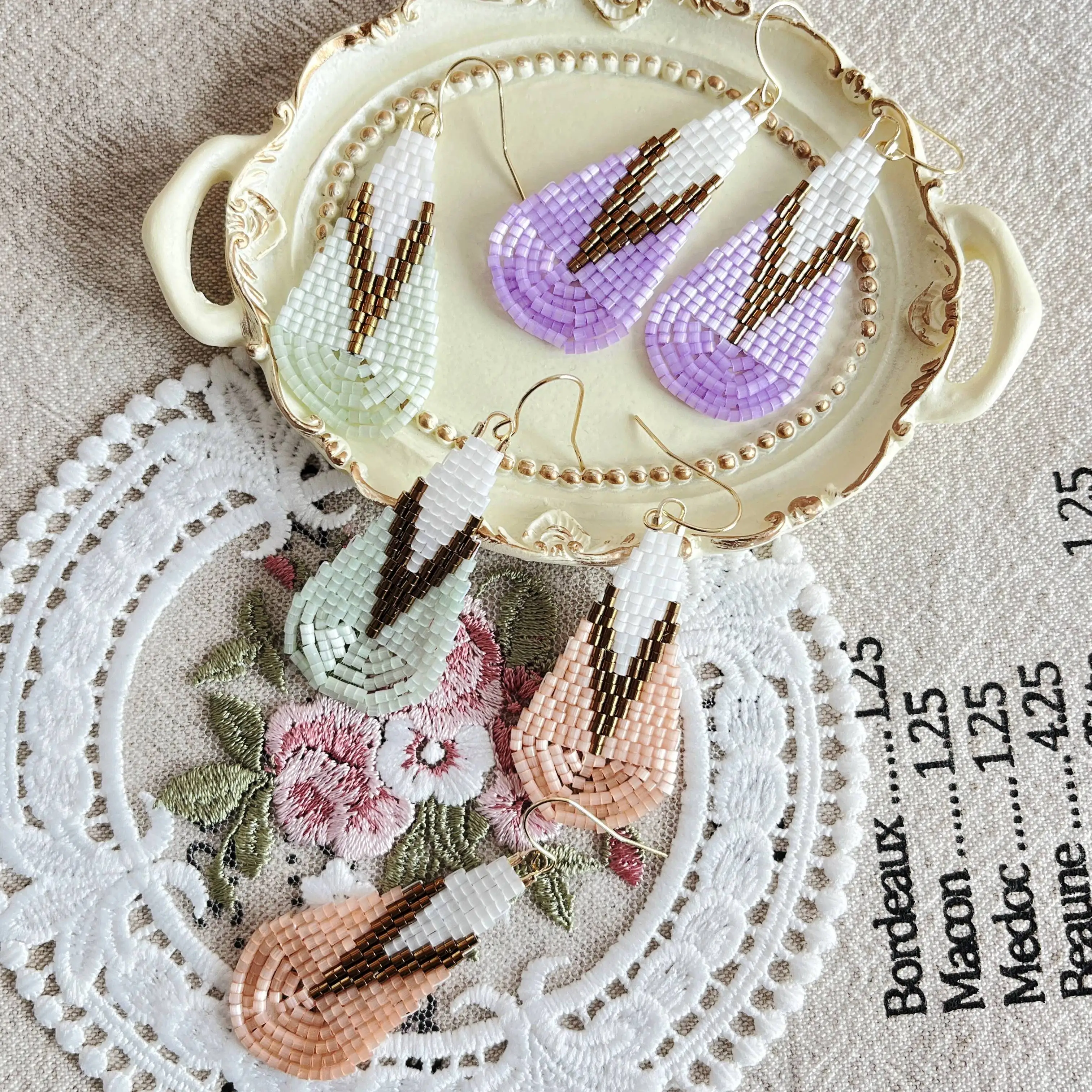 ZGMXR الأرز أقراط من الخرز شرابة بوهيميا سبيكة المنسوجة يدويا الأصلي قطرة الماء الهندسة الإناث بسيطة موضة أقراط مطرزة #1