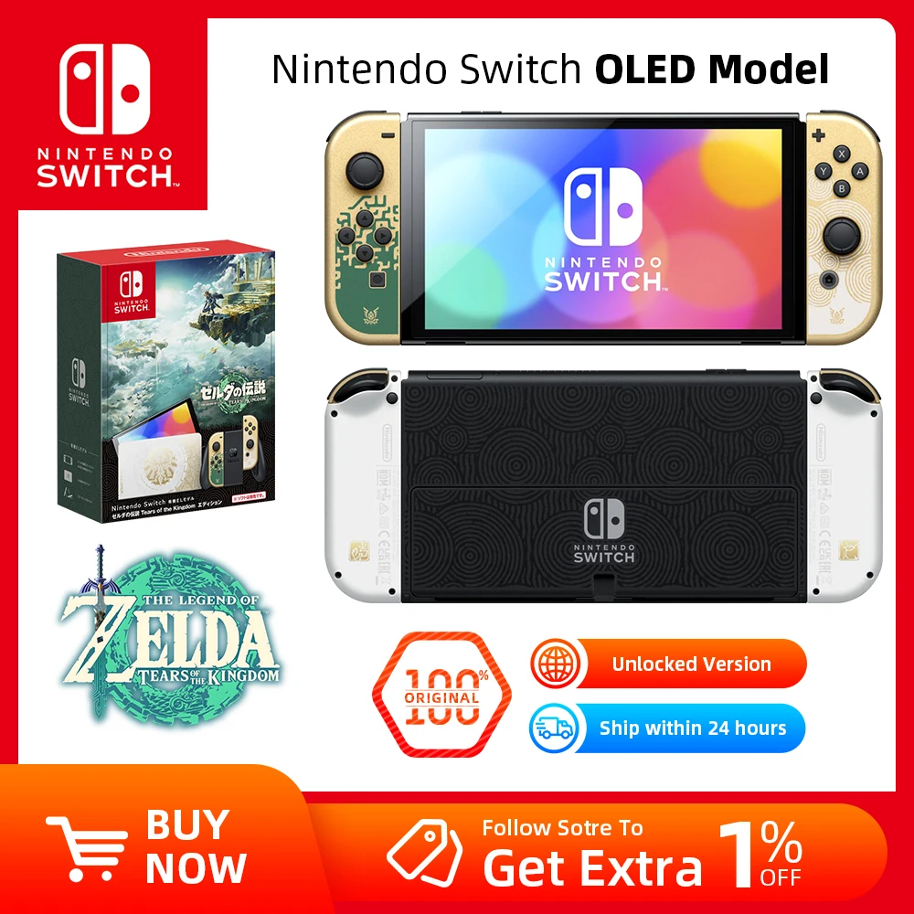 Nintendo Switch OLED Model 7 Inch Screen Joy‑Con Handle Enhanced Audio Adjustable Console Stable TV Mode Video Game