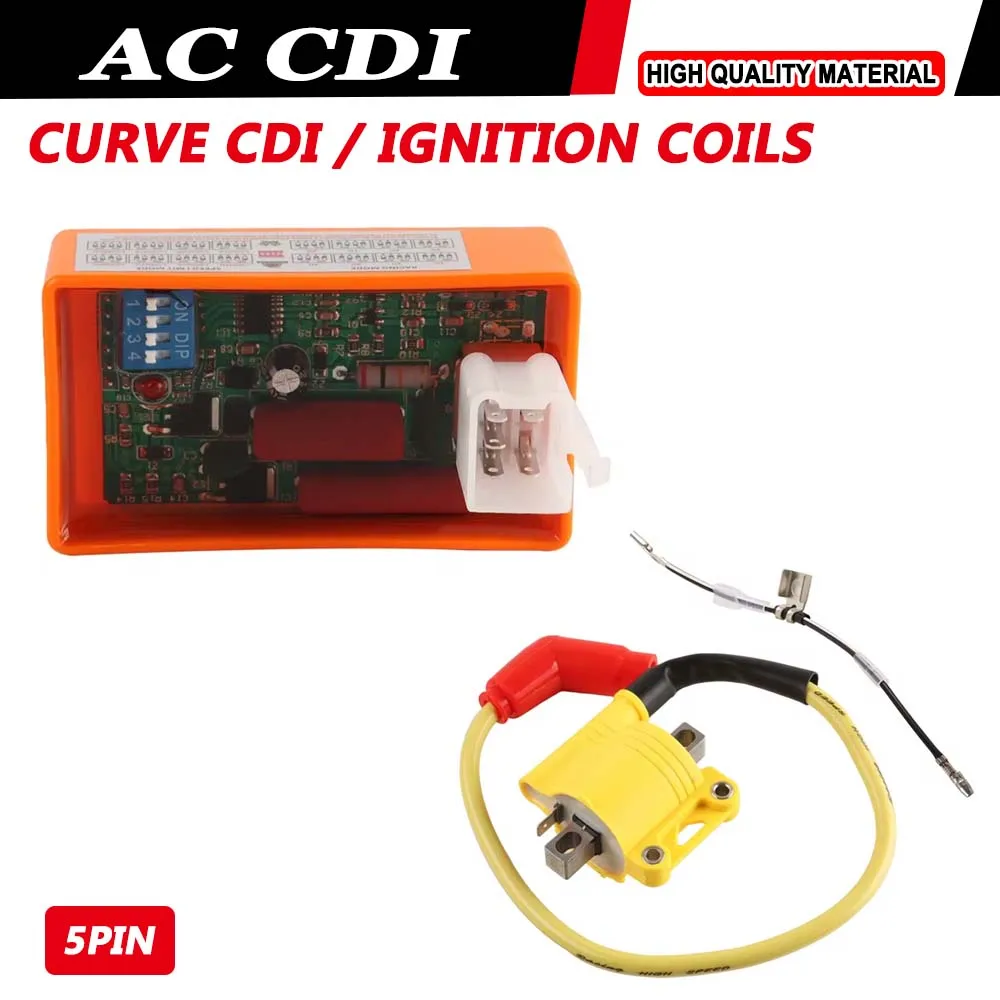 

For SUPER100 WEB100 WAVE100 YX140 BIZ100 Pop100 EX5 Motorcycle 4000rpm-12000rpm 5PIN AC Curve Racing CDI Unit Ignition Coils