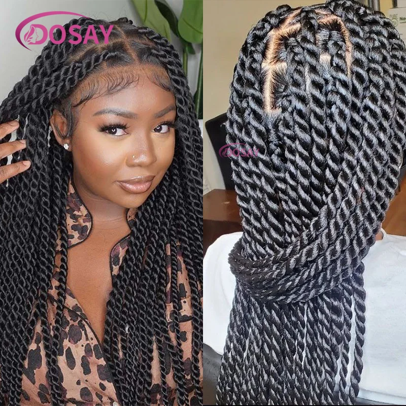 

36" Twist Braids Wigs Full Lace Frontal Wigs Synthetic Senegalese Twist Braided Wigs for Black Women Knotless Goddess Braid Wig