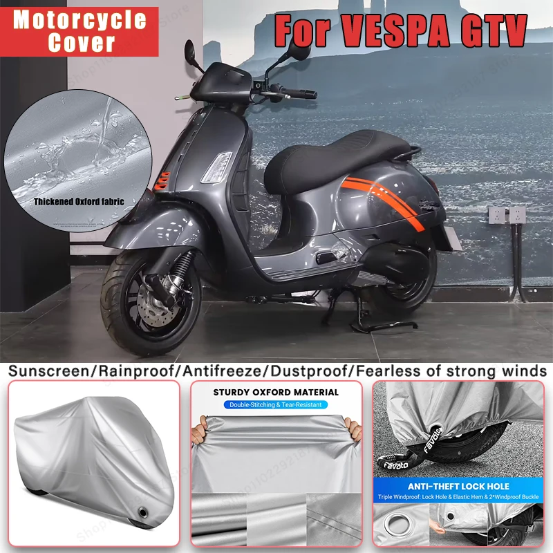 

For VESPA GTV No Ear Motorcycle Cover - Outdoor Full Body Protection, Waterproof Dustproof Sunscreen Accessory
