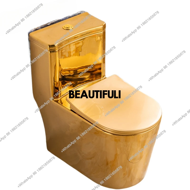 Siphon Water-Saving Mute Tuhao Gold Toilet Anti-Blocking Deodorant Ceramic Electroplating Gold