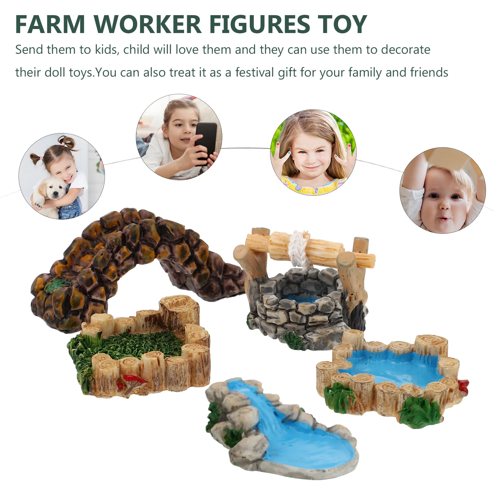 5 قطعة جسر الرجعية مصغرة المشهد ديكور مجموعة لحديقة العشب زخرفة الحرفية Diy بها بنفسك مصغرة المشهد هدية تزيين المنزل #3