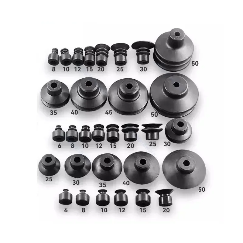 10PCS Pneumatic Sucker Black Nbr Suction Cup 8mm Mounting Hole Sucker Big Head Injection Molding Machine Manipulator Accessories