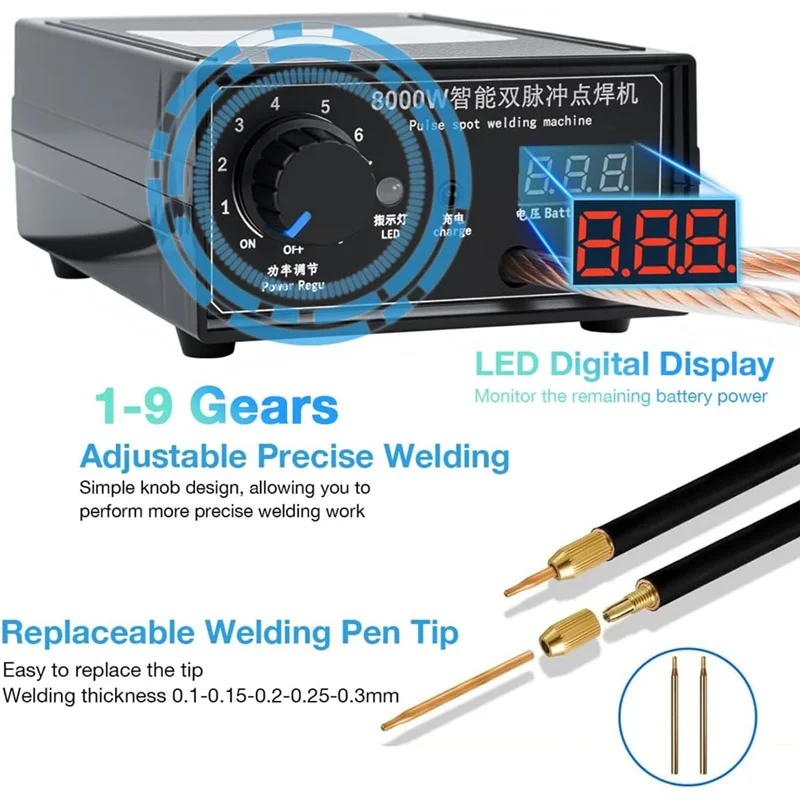 

A93Z For 18650 Battery Pack Spot Welder With Nickel Strip–8000W High-Power DIY Welding Machine Kit, US Plug Packus