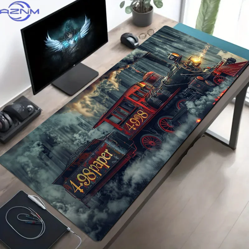 1pc Vintage Steam Train Design Mouse Pad, Polyester Large Desk Mat for Office, Laptop, Gaming, and Christmas Decoration - Ideal