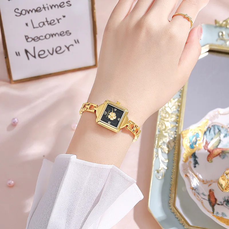 2025 new European and American camellia women's watch niche fashion waterproof student simple quartz watch birthday gift