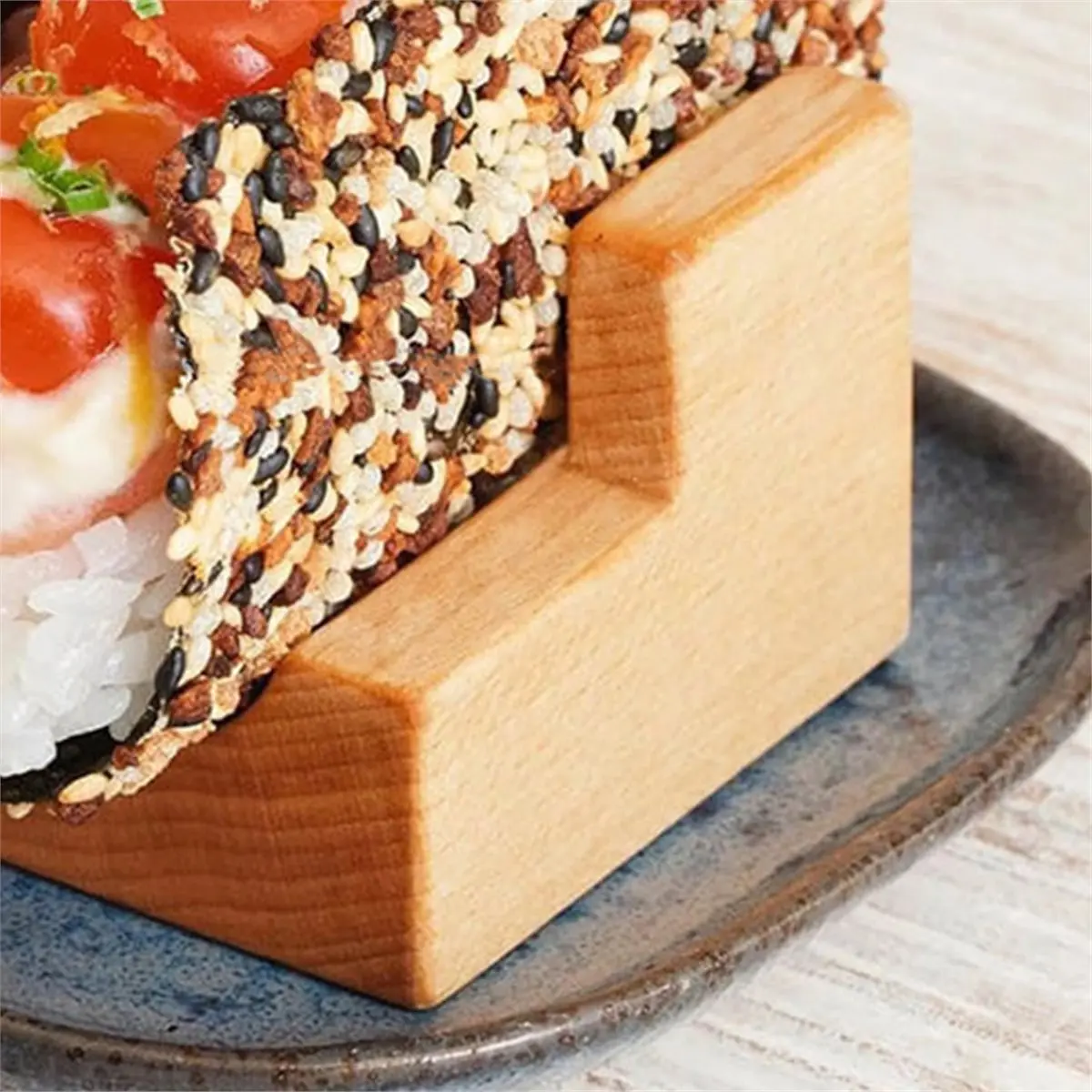 Wooden Sushi Plate Taco Roll Display Rack Japanese Rectangular Sushi Tableware Hotel Restaurant Food Decoration Dessert