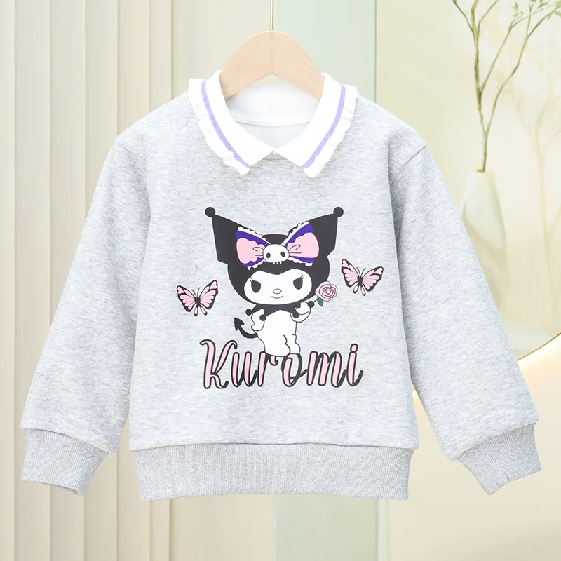 

Cartoon Cute Sanrios Princess Collar Pullover Sweater Anime My Melody Cinnamoroll Kuromi Children's Fashion Long Sleeved Hoodie